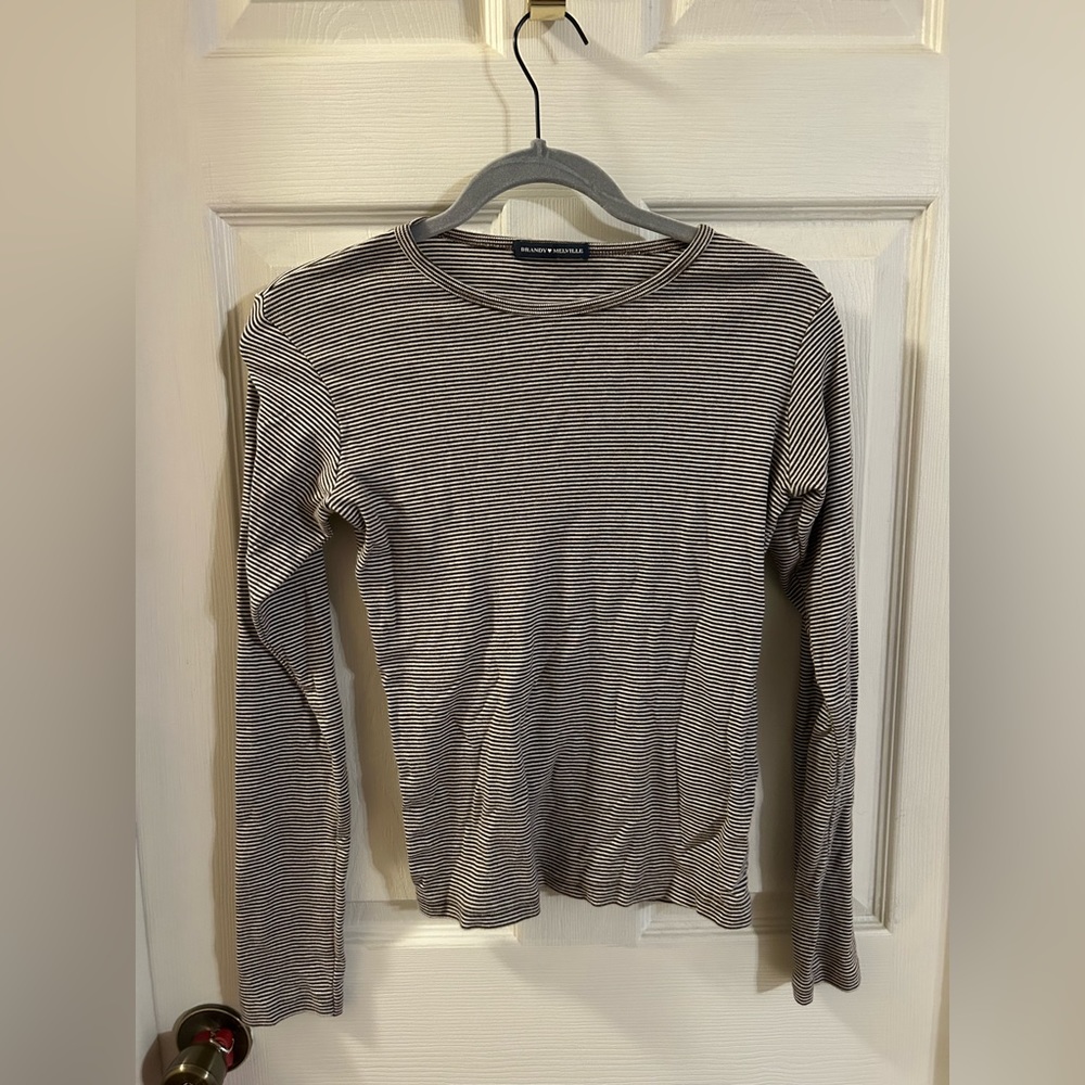 brandy melville brown stripe long sleeve